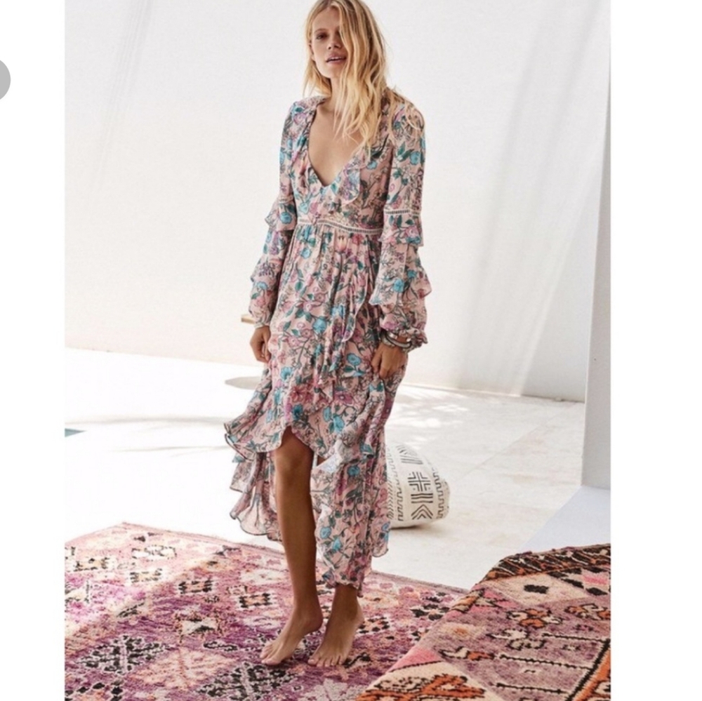 Spell Sayulita Frill Gown Musk
